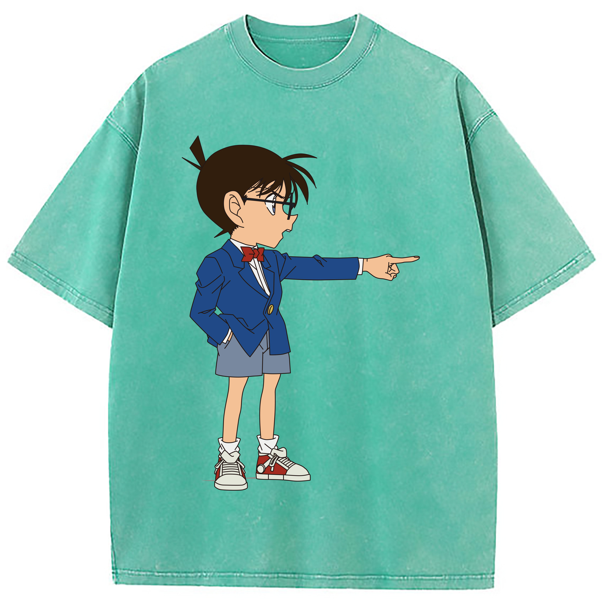 （画像用） 名探偵コナン 江戸川 コナン Detective Conan Conan Edogawa 綿100% ヴィンテージ風 半袖Tシャツ（フロントプリント）